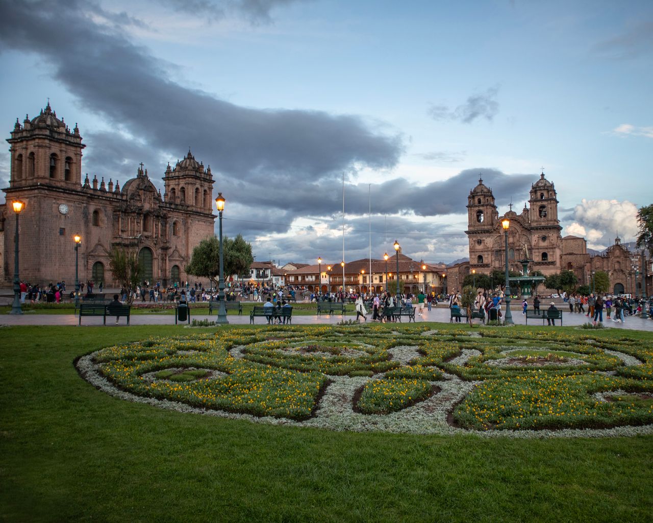 Plaza at Dusk - custom framed artwork