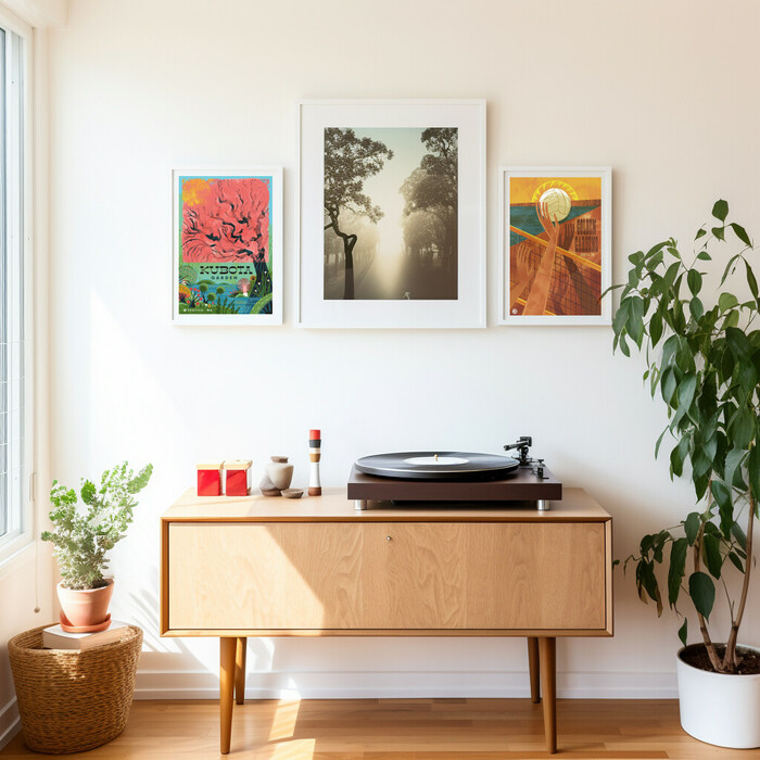 Achieving gallery wall zen featuring artwork by @invisiblecreature!