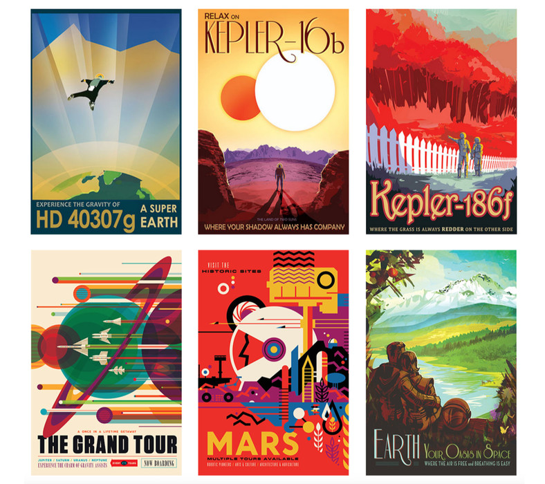 Print and Frame Visions of the Future NASA JPL Posters 