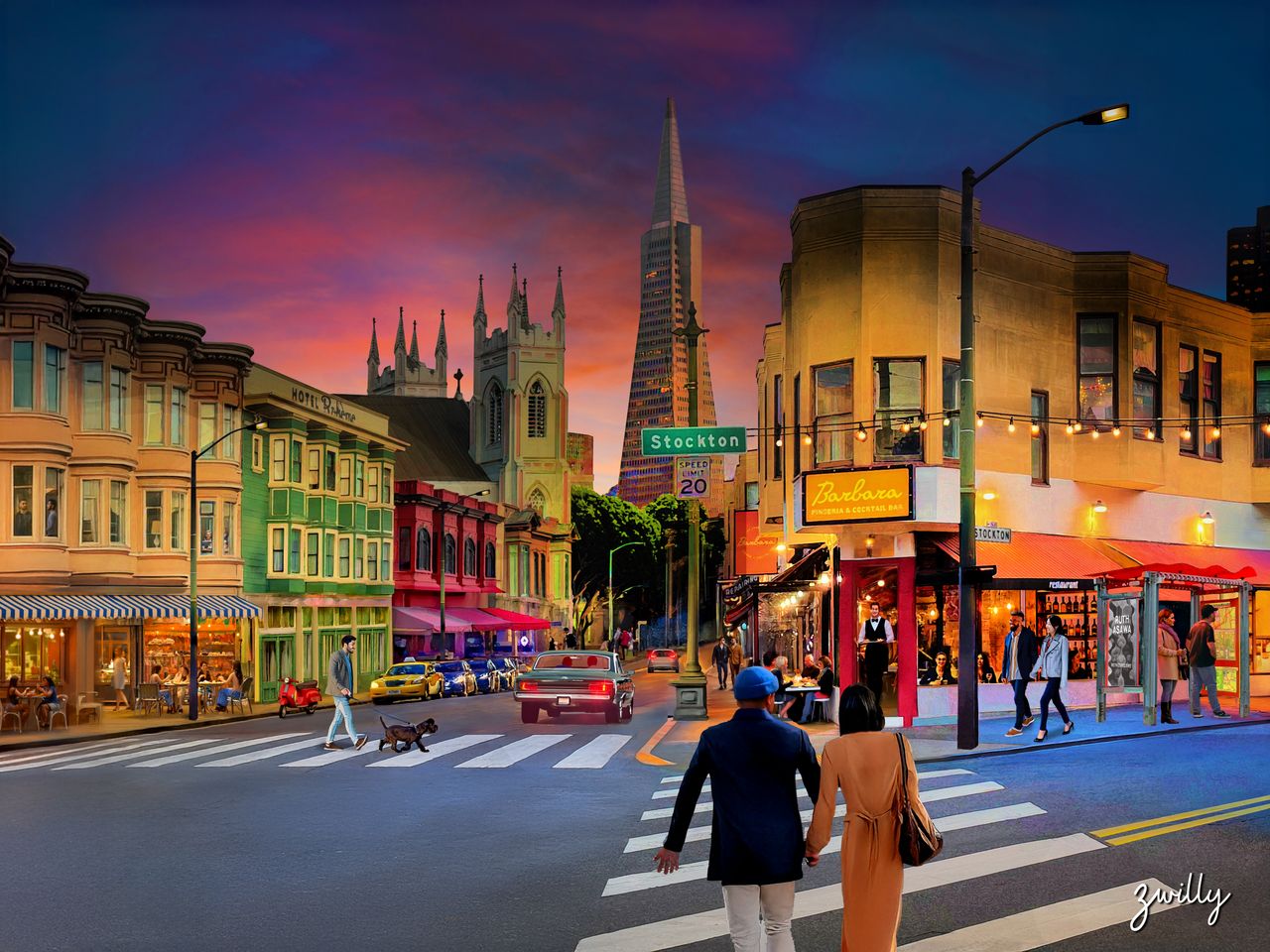 North Beach - custom framed artwork