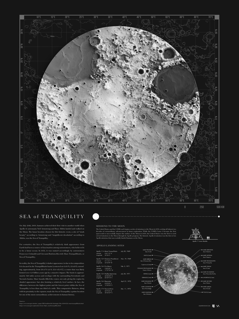 Sea of Tranquility 18 x 24 - custom framed artwork