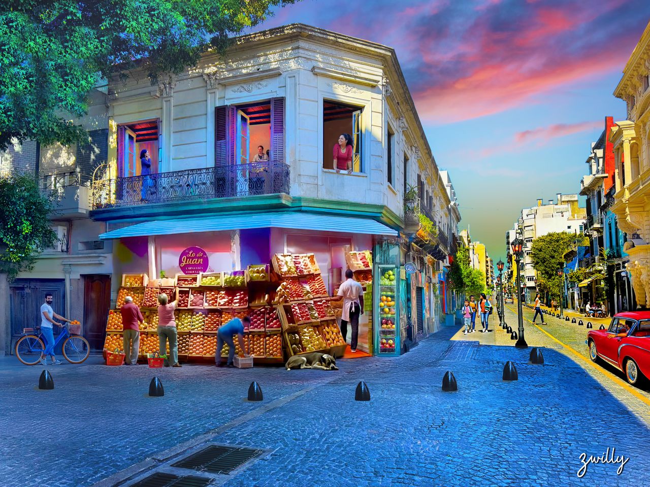 Porteño Corner - custom framed artwork