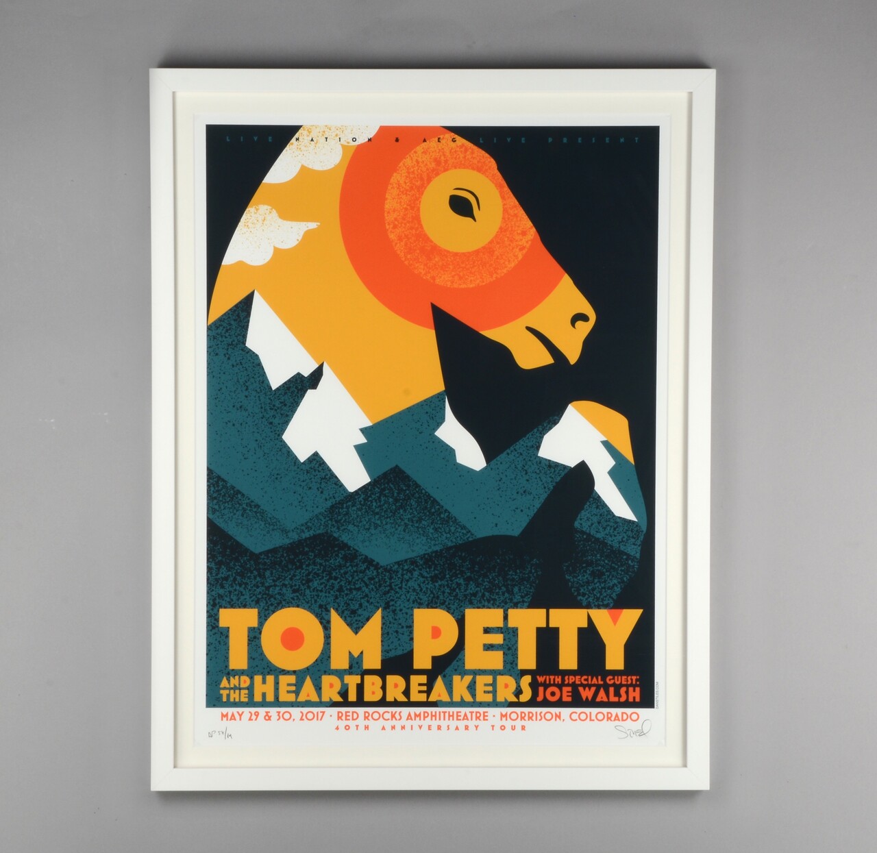 Limited-edition, custom framed Tom Petty tour poster (signed by the artist)