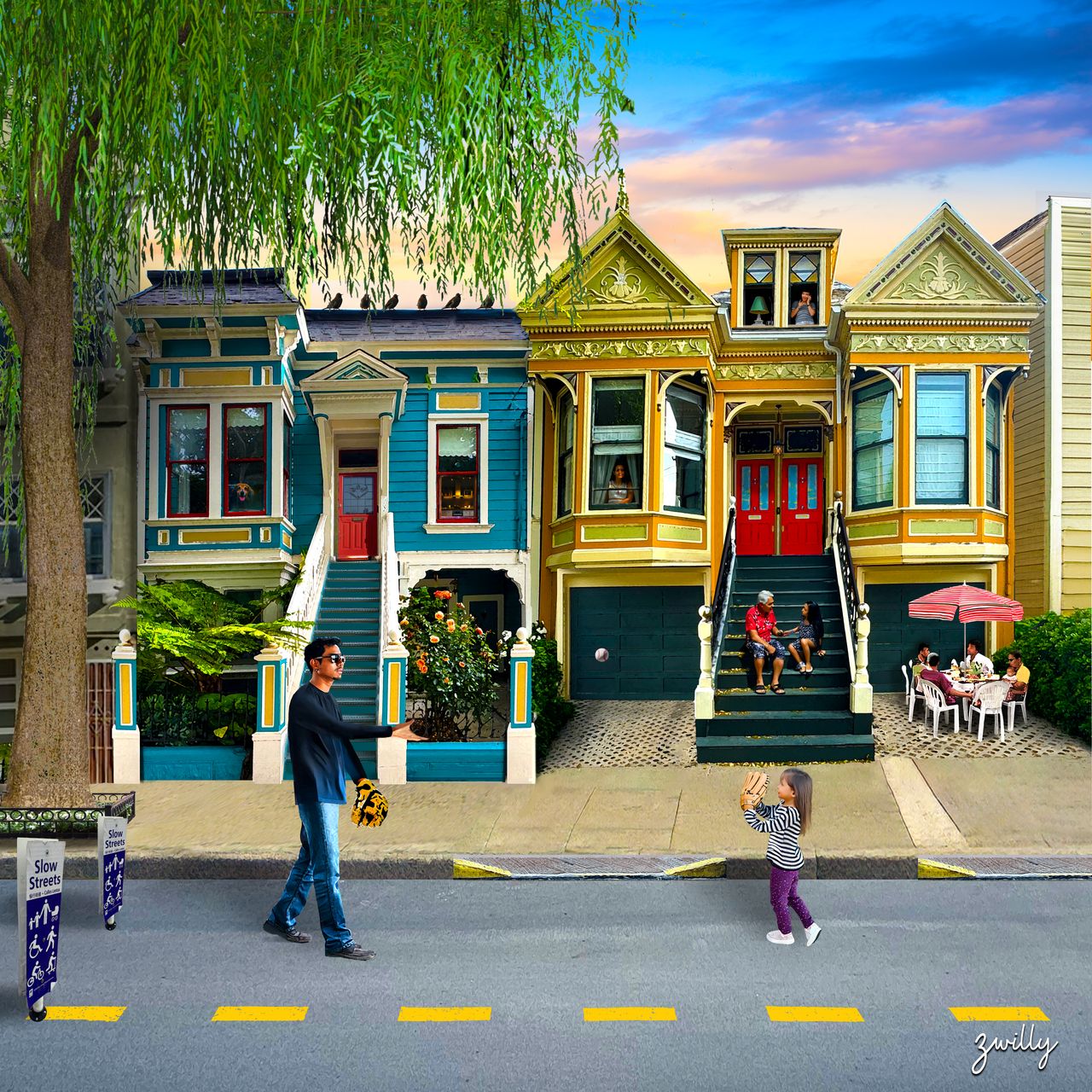 Slow Streets - custom framed artwork