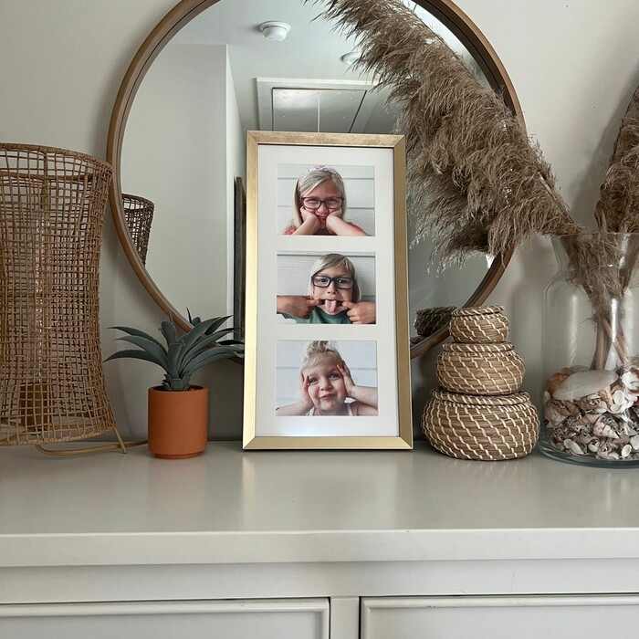 Verified customer review Rene B: "Collage frame turned out beautifully! Thanks for making it so easy to frame up these sweet and funny faces."