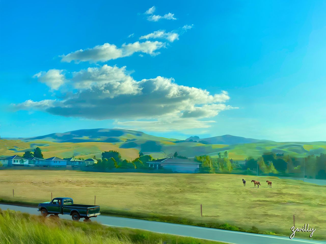 Solano Sunset - custom framed artwork