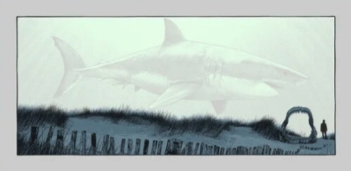 What Once Was - Megalodon (Blue Edition) - custom framed artwork