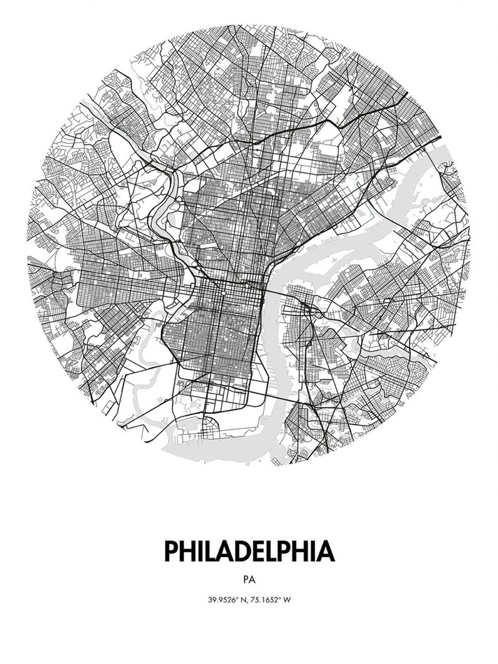 PHILADELPHIA MAP POSTER - custom framed artwork