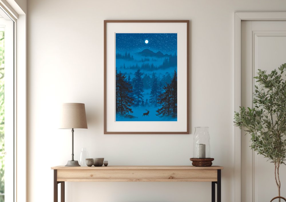 framed art in the entryway of a sunny home