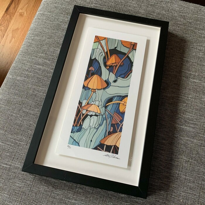 @rand.arete on Instagram: "The frames are from @levelframes - they always do an awesome job. a lot of the art comes from local folks here in Denver, some of whom i’ve found through the tattoo artist scene, and other via the First Friday art walks"