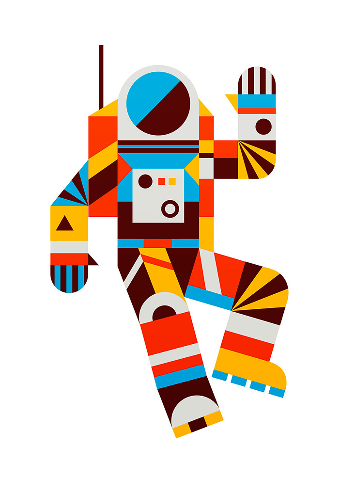 Hello Spaceman - custom framed artwork