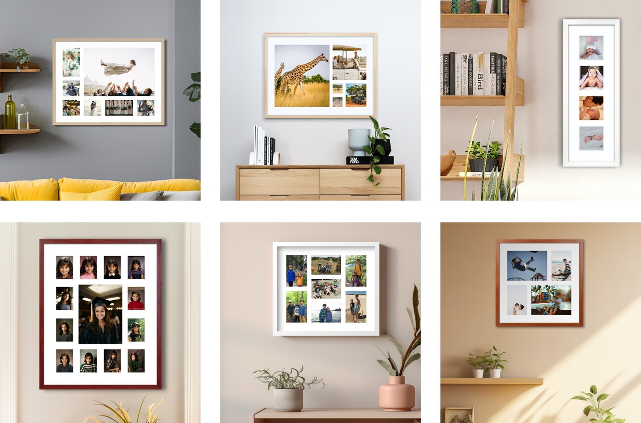 Collage photo frame layouts by Level Frames
