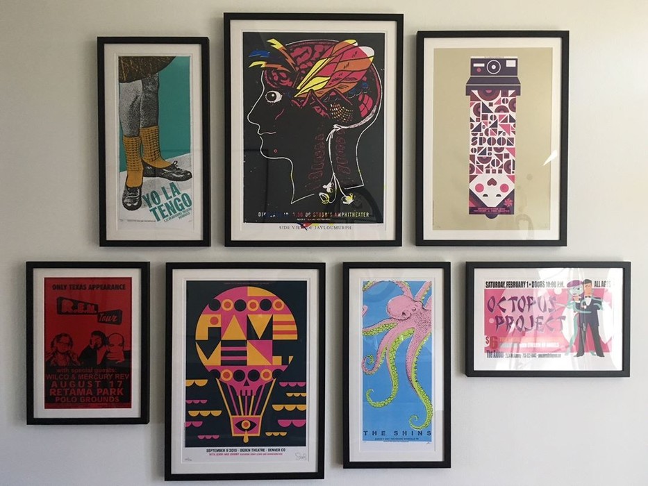 Custom framed art gallery wall