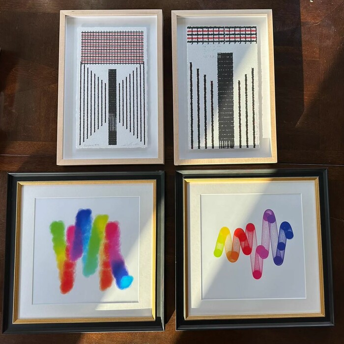 Tweet from @Druid_eth: "Just got back from vacation and had these waiting for me. Shoutout to @ArtOnBlockchain and@rahuldotiyer for the best project utility. Frames I ordered from 
@levelframes.