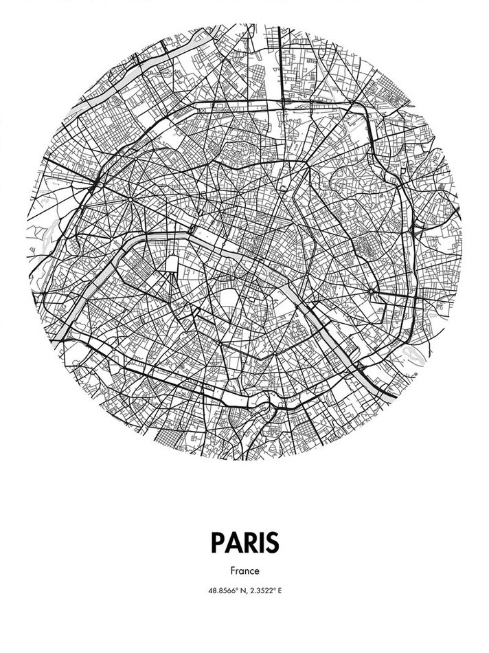PARIS MAP POSTER - custom framed artwork