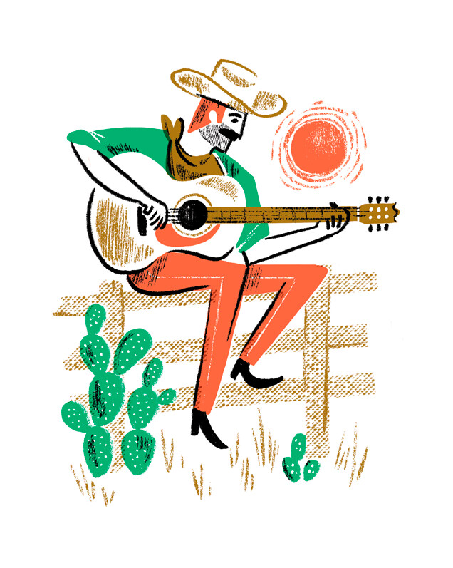 Cowboy Song - custom framed artwork