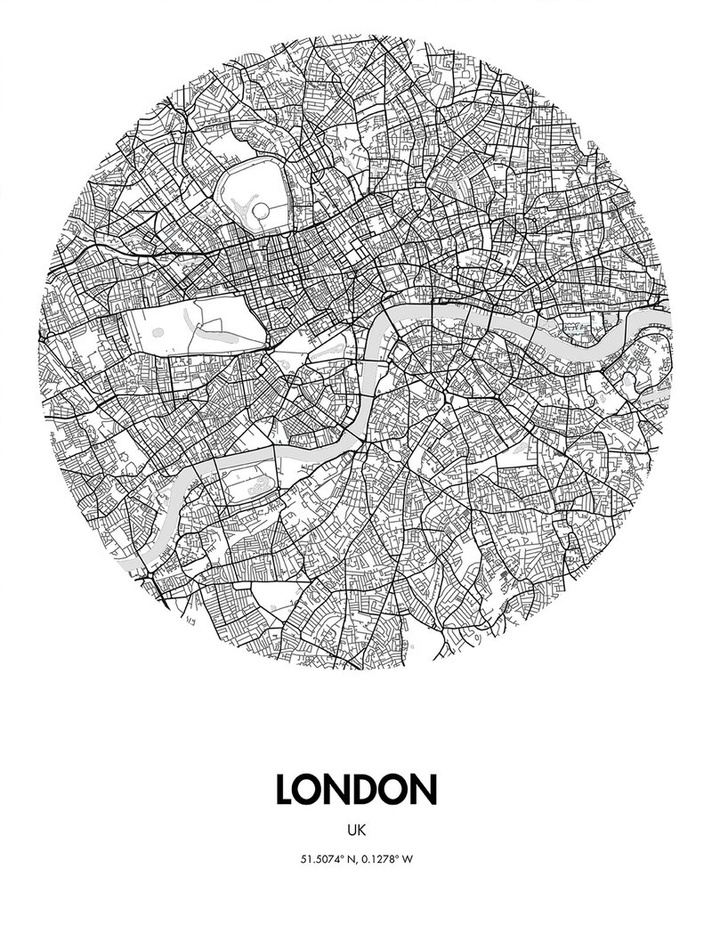 LONDON MAP POSTER - custom framed artwork