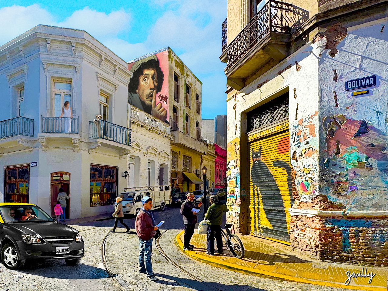 San Telmo Taxi - custom framed artwork